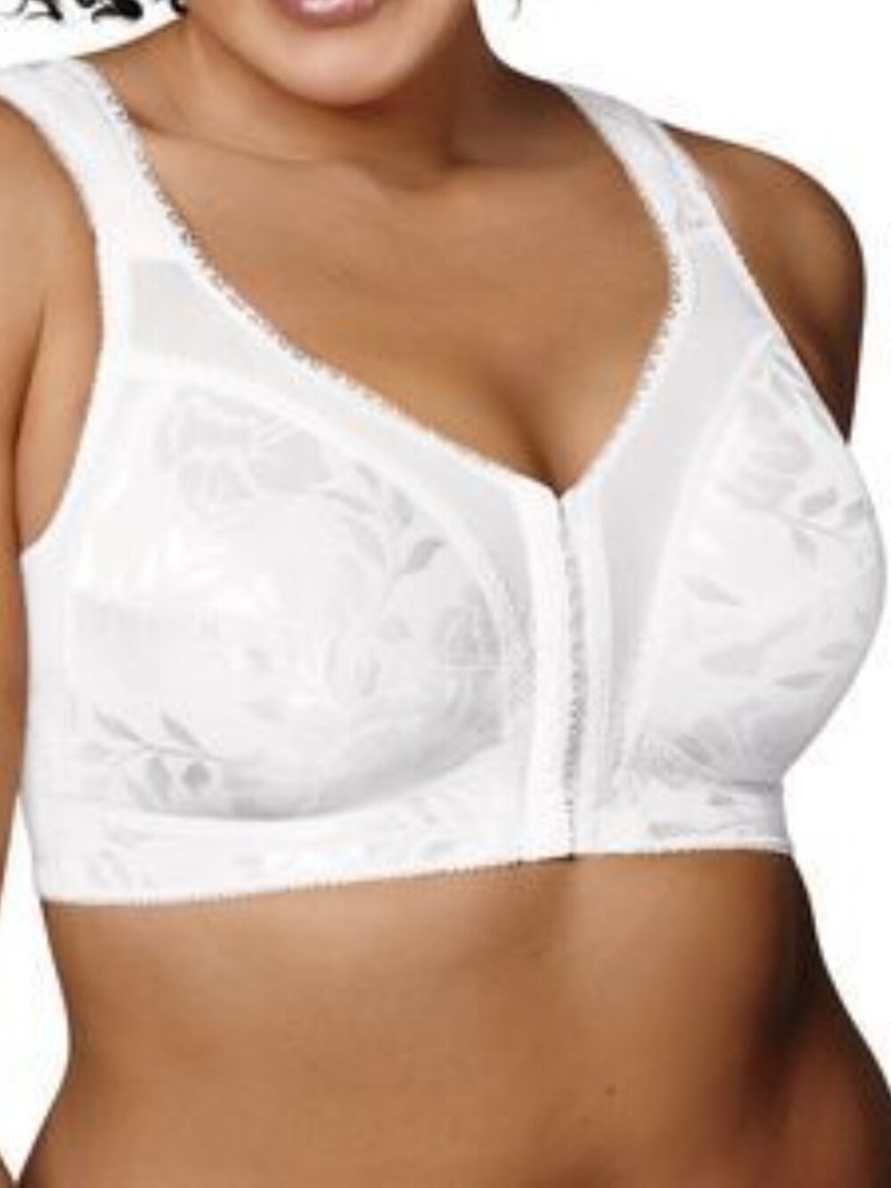 Platex 18 Hour Wirefree Front Close 4-way Support White Bra #4695 - size 44D